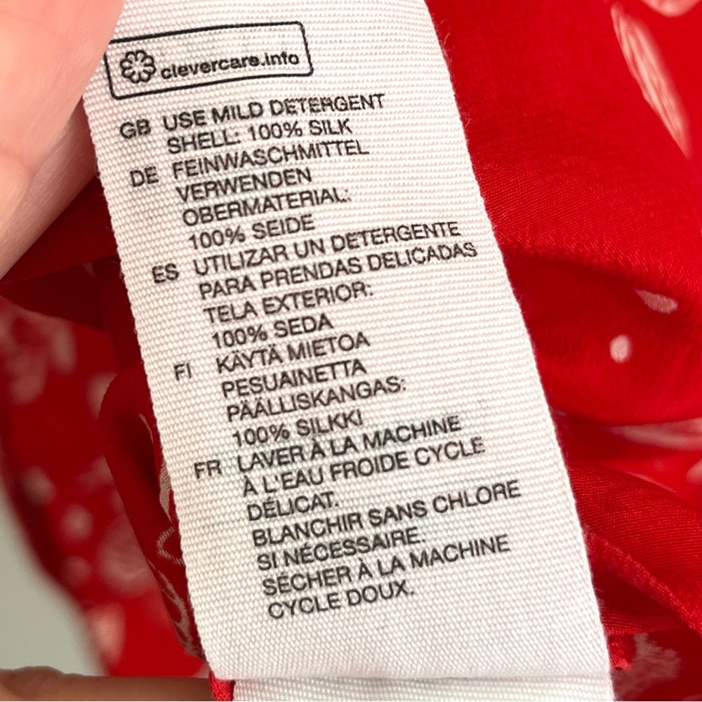 & Other Stories 100% Silk Long Sleeve Button Down Collared Blouse Red & White 10 - Picture 14 of 16